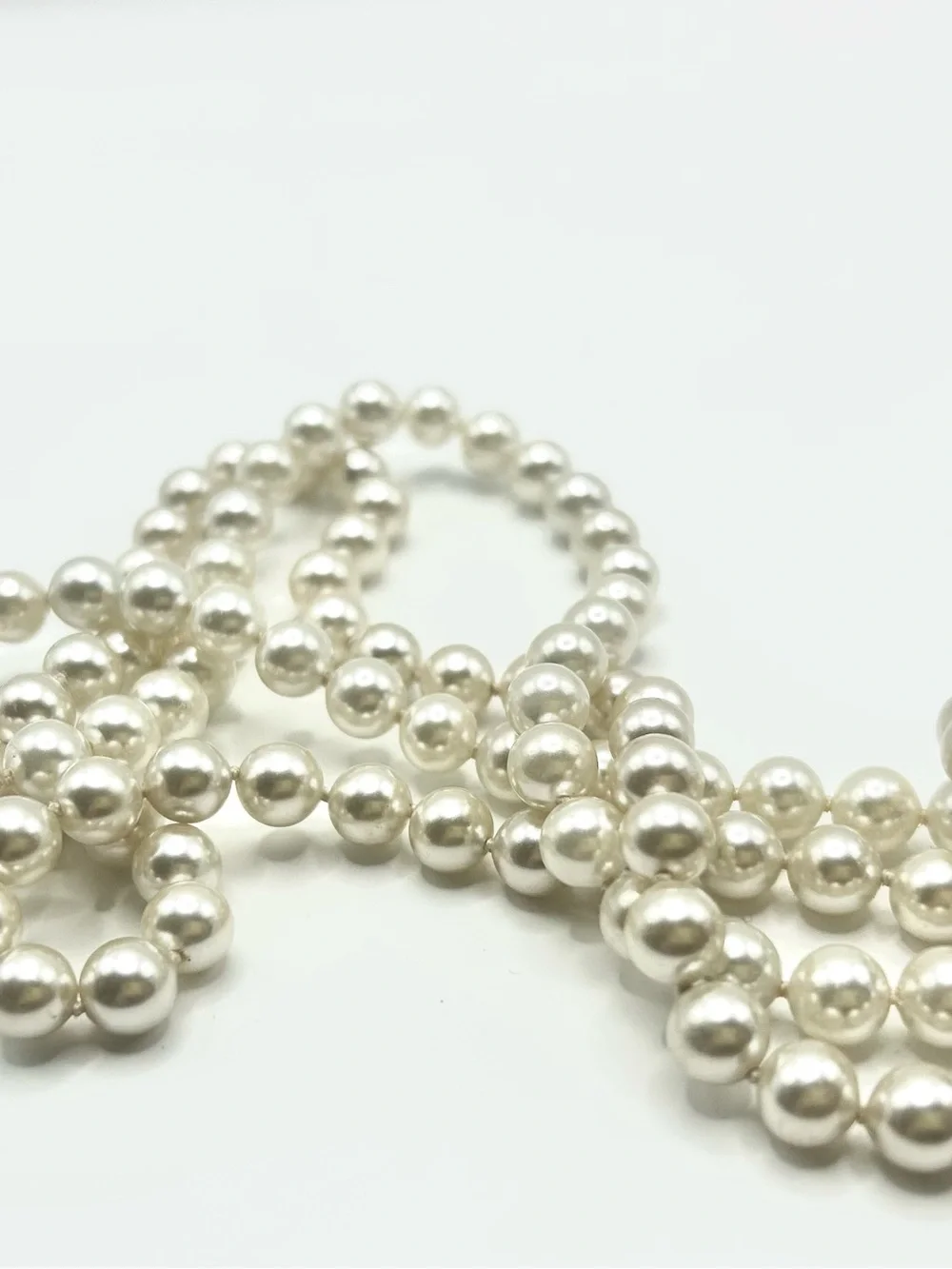 Ivory Faux Pearl Bridal Necklace - Vintage Sterling double strand Jewelry